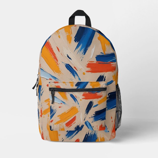 Modern and Colourful Painterly Printed Backpack (Front)