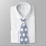 Modern and cute large dusty blue, white polka dots tie<br><div class="desc">Modern and cute large dusty blue and white polka dot pattern neck tie.</div>