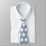 Modern and cute large dusty blue, white polka dots tie<br><div class="desc">Modern and cute large dusty blue and white polka dot pattern neck tie.</div>