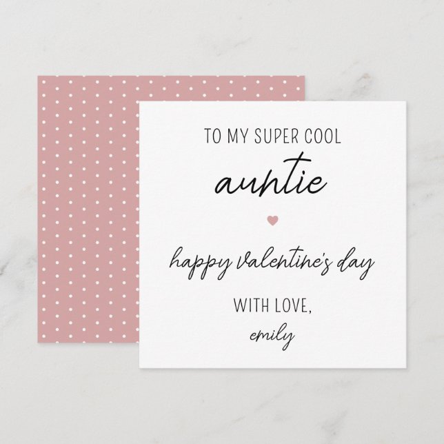 Modern and Cute Valentine's Day Card for Aunt (Front/Back)