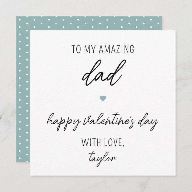 Modern and Cute Valentine's Day Card for Dad (Front/Back)