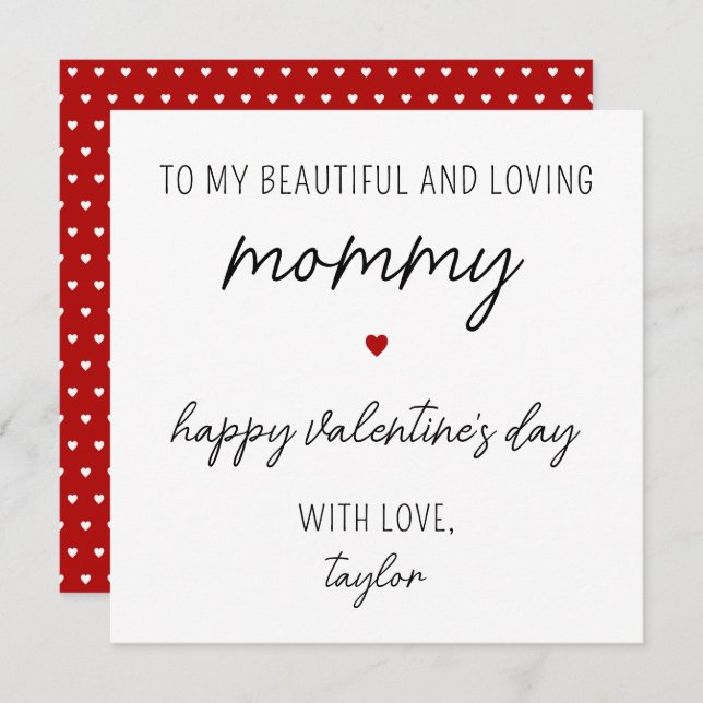Modern and Cute Valentine's Day Card for Mom (Front/Back)