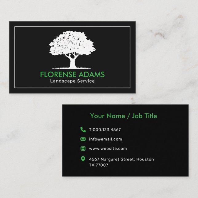 Modern and Elegant Arborist Lawn Tree Care Business Card (Front/Back)