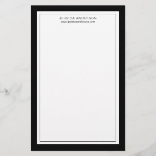 Modern And Elegant Black And White Personalized Stationery