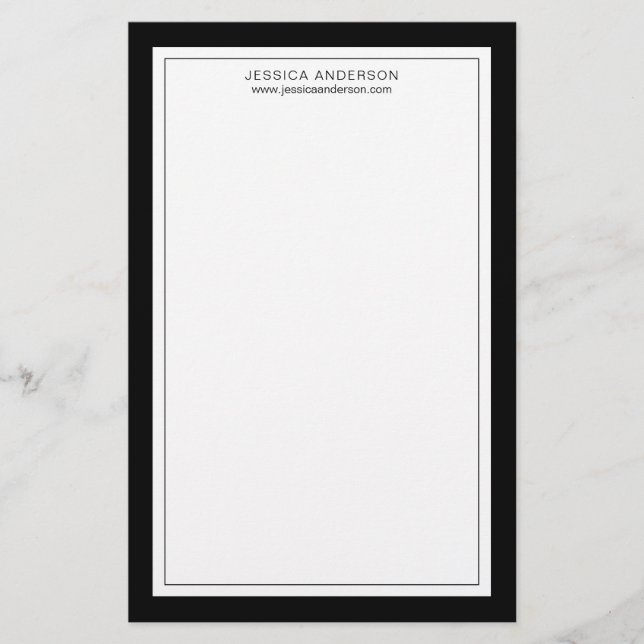 Modern And Elegant Black And White Personalized Stationery (Front)