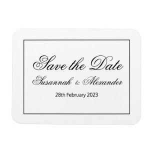 Modern and Elegant Black and White Save the Date Magnet