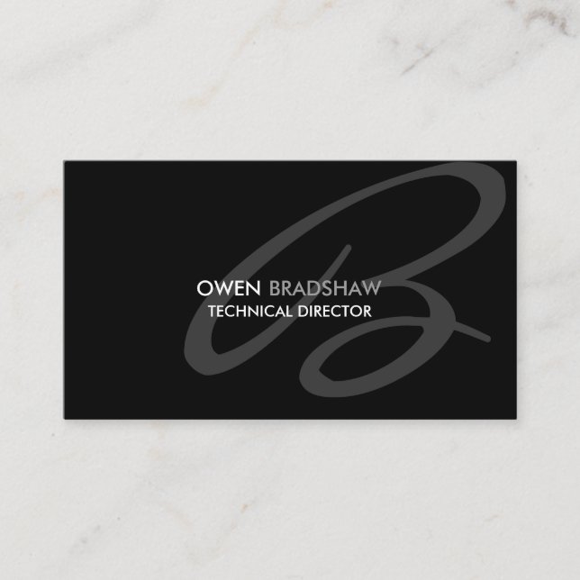 Modern and Elegant Black Monogram Business Card (Front)