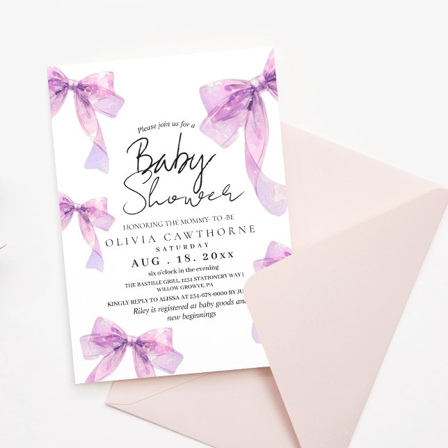 Modern and elegant Bows Baby Shower  Invitation (Creator Uploaded)