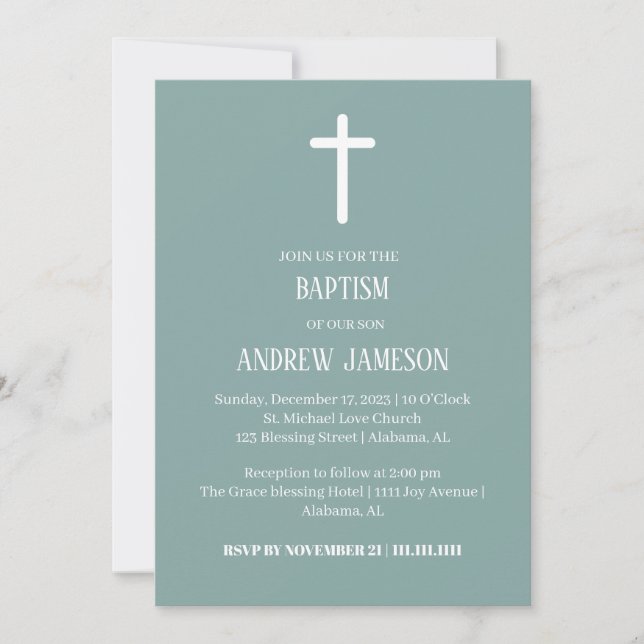 Modern and Elegant Christian Cross | Baptism Invitation (Front)