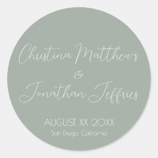 Modern and Elegant Eucalyptus Wedding Classic Round Sticker