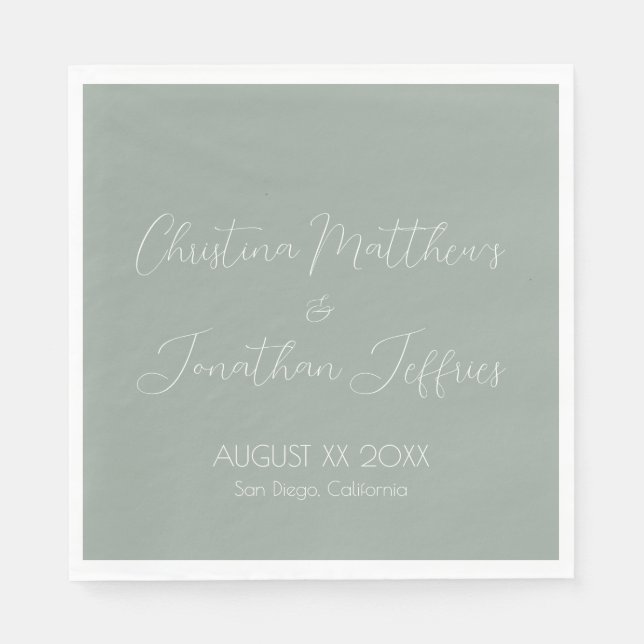 Modern and Elegant Eucalyptus Wedding Napkin (Front)