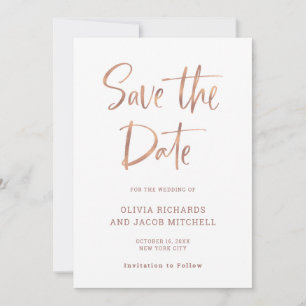 Modern and Elegant Faux Rose Gold Wedding Save The Date