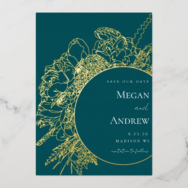 Modern and Elegant Floral Boquet Save the Date (Front)