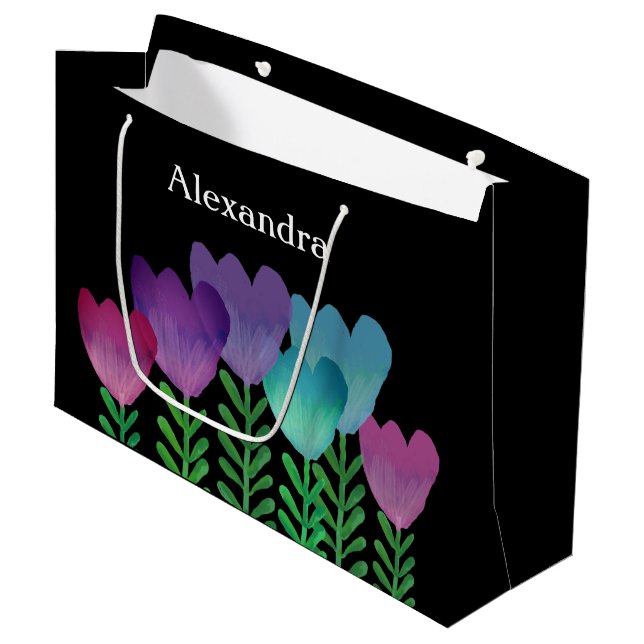 Modern And Elegant Floral Custom Large Gift Bag (Front Angled)