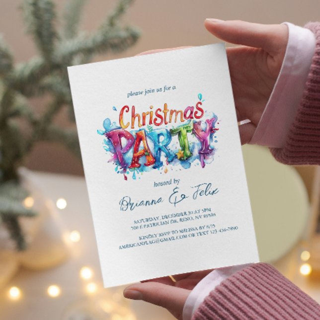 Modern and Elegant Graffiti Style Christmas Party Invitation (Creator Uploaded)