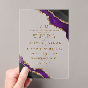 Modern and elegant Marble Wedding  Acrylic Invitations