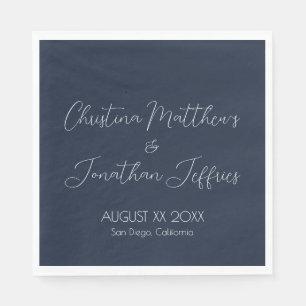 Modern and Elegant Navy Blue Wedding Napkin
