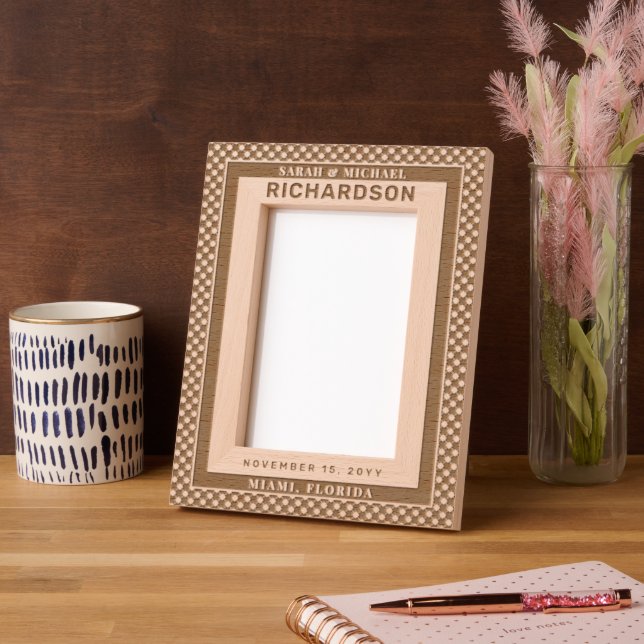 Modern and Elegant Pattern Mr. & Mrs. Personalized Etched Frames (Left)