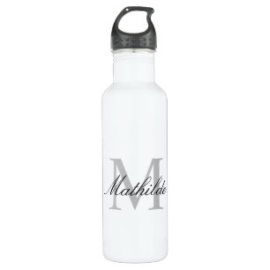 Modern and Elegant Personalized Grey Monogram 710 Ml Water Bottle