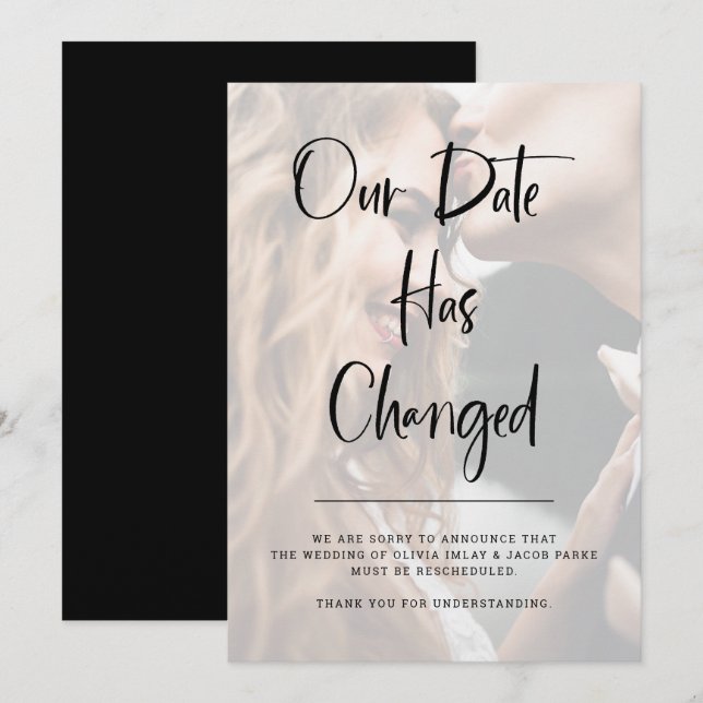 Modern and Elegant | Photo Wedding Change of Date Invitation (Front/Back)