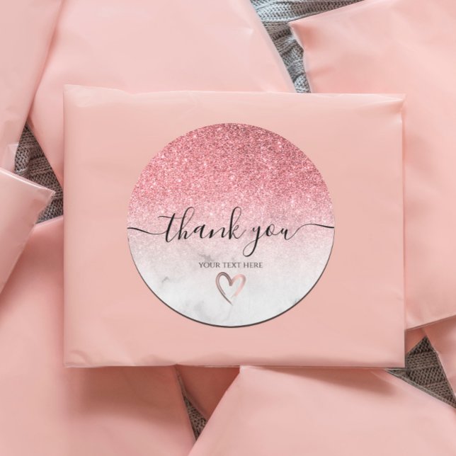 modern and elegant rose gold glitter marble   classic round sticker (Creator Uploaded)