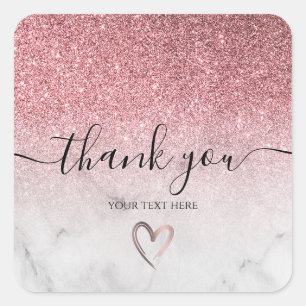 modern and elegant rose gold glitter marble  square sticker