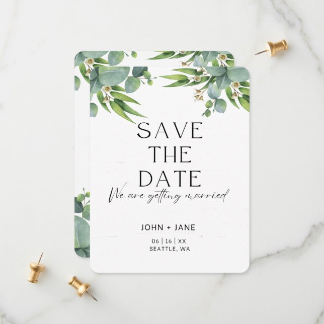 Modern And Elegant Save The Date Card (Front/Back In Situ)