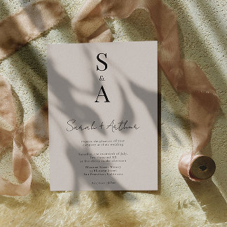 Modern and Elegant Script and Monogram Wedding Invitation