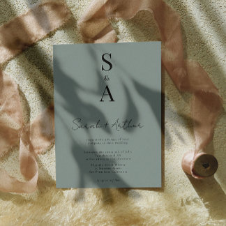 Modern and Elegant Script and Monogram Wedding Invitation