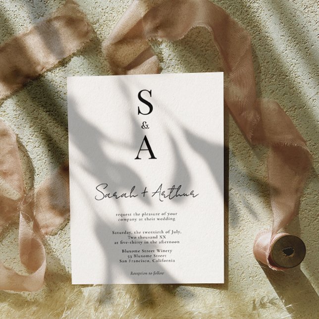 Modern and Elegant Script and Monogram Wedding Invitation (Creator Uploaded)