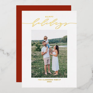 Modern and Elegant Script Happy Holidays Photo Foil Holiday Card