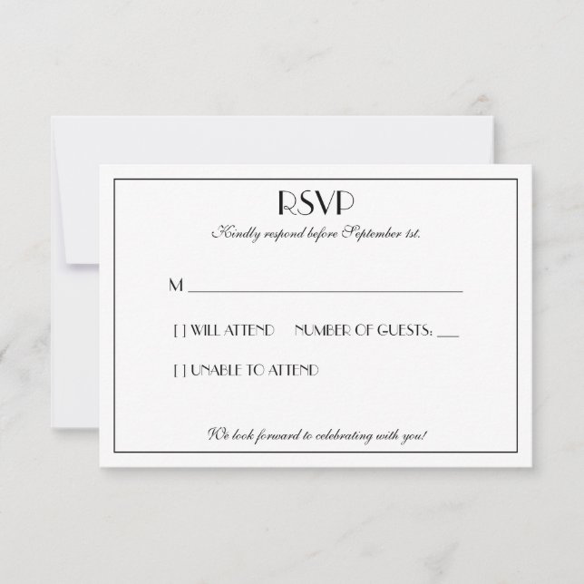 Modern and Elegant Stylish Wedding RSVP Card (Front)