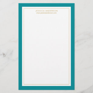 Modern And Elegant Teal And White Personalized Stationery