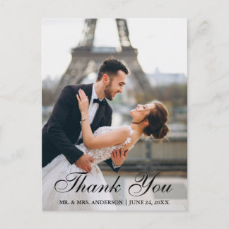 Modern and Elegant Wedding Photo Thank You Postcard