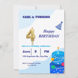 modern and eligant Blue Birthday Invitation