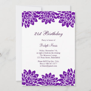 Modern and Floral 21st Birthday Party Invitation