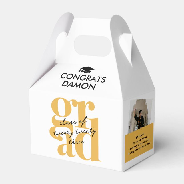 Modern and Fun GRAD Graduation Favor Box (Front Side)