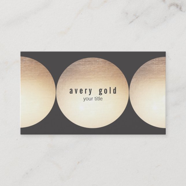 Modern and Hip Faux Gold Leaf Circle Business Card (Front)