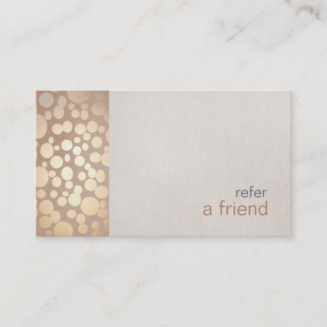Modern and Hip Gold Refer A Friend Coupon Salon Referral Card (Front)