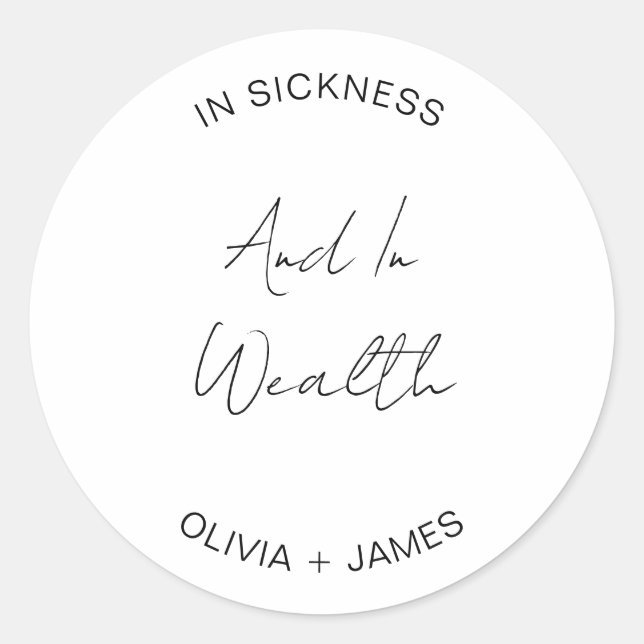 Modern And In Wealth Wedding Lottery Favour Bag    Classic Round Sticker (Front)