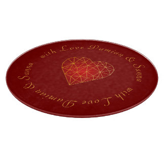 Modern and luxury geometric gold red heart love cutting board