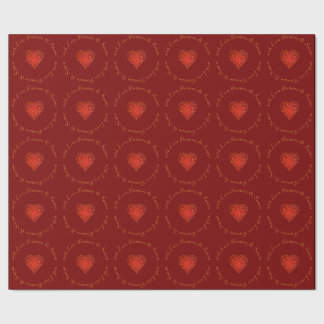 Modern and luxury gold red geometric heart love wrapping paper