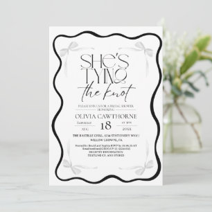 Modern and Minimal Black Bow  Bridal Shower Invitation