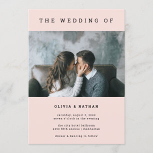 Modern and Minimal Blush   One Photo Wedding Invitation