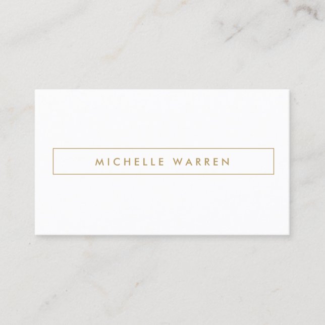 MODERN and MINIMAL Boxed Name Logo in Gold Business Card (Front)