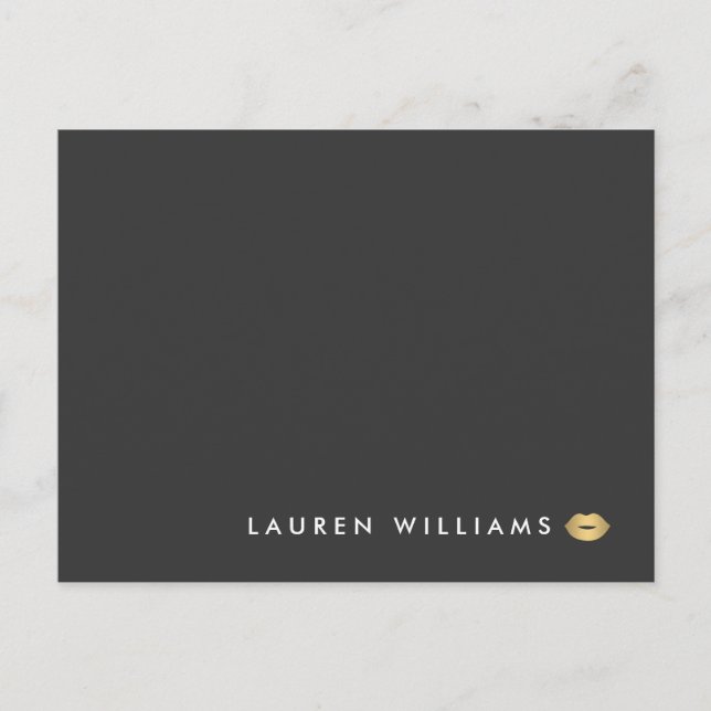 Modern and Minimal Gold Lips Beauty Postcard (Front)