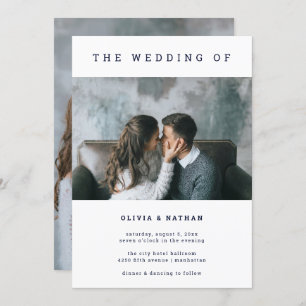 Modern and Minimal Navy   Two Photo Wedding Invitation