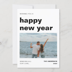 Modern and Minimal New Year with Photo Holiday Card