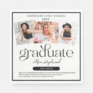 Modern and Minimal Photo Graduation Fun Facts Napkin