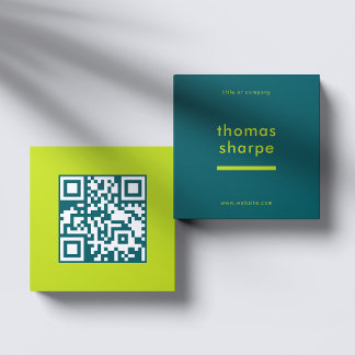 Modern and Minimal QR Code Backer Square Business Card